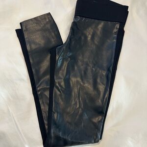Club Monaco Black Leggings with Faux Leather front